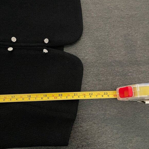 St. John Basics Knit Black Full Zip Top & Skirt Set Rhinestone Embellished, Sz 4 - Picture 7 of 12